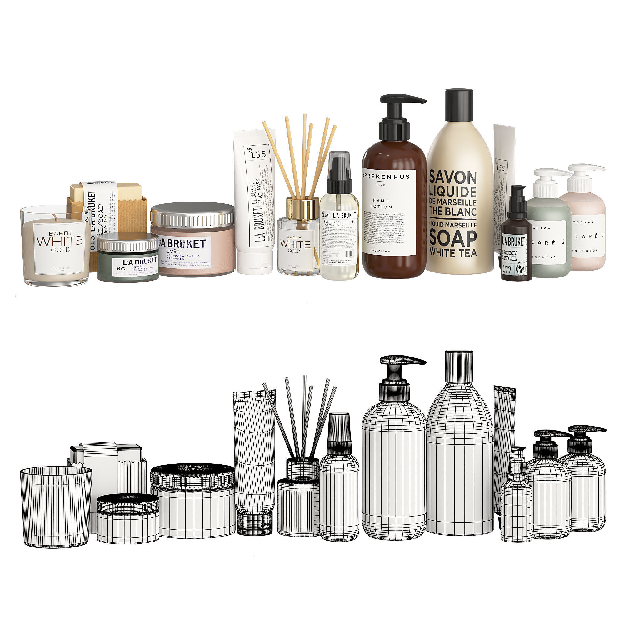 Bathroom Decor Accessories and Cosmetics - Light  3D model_4