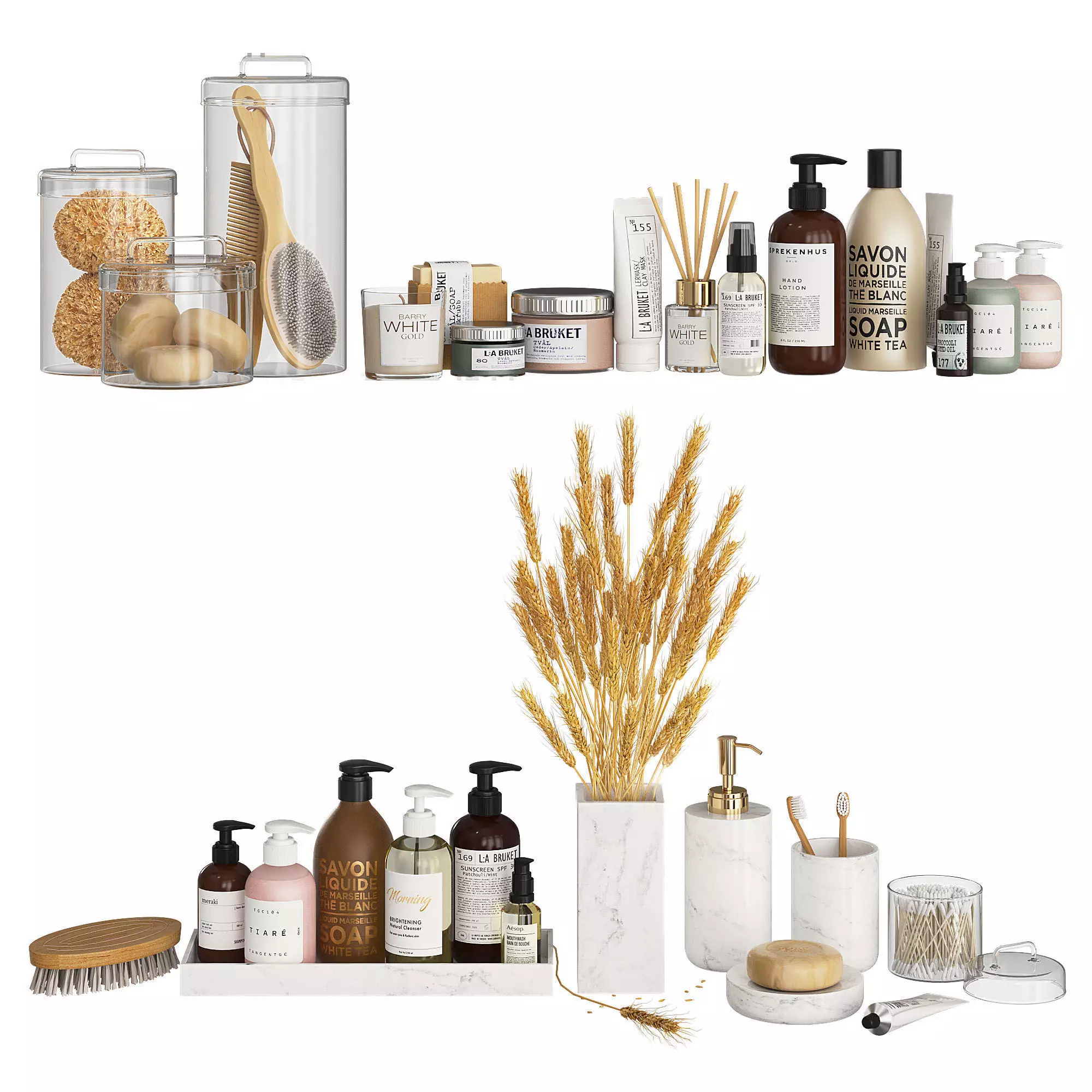 Bathroom Decor Accessories and Cosmetics - Light  3D model_0