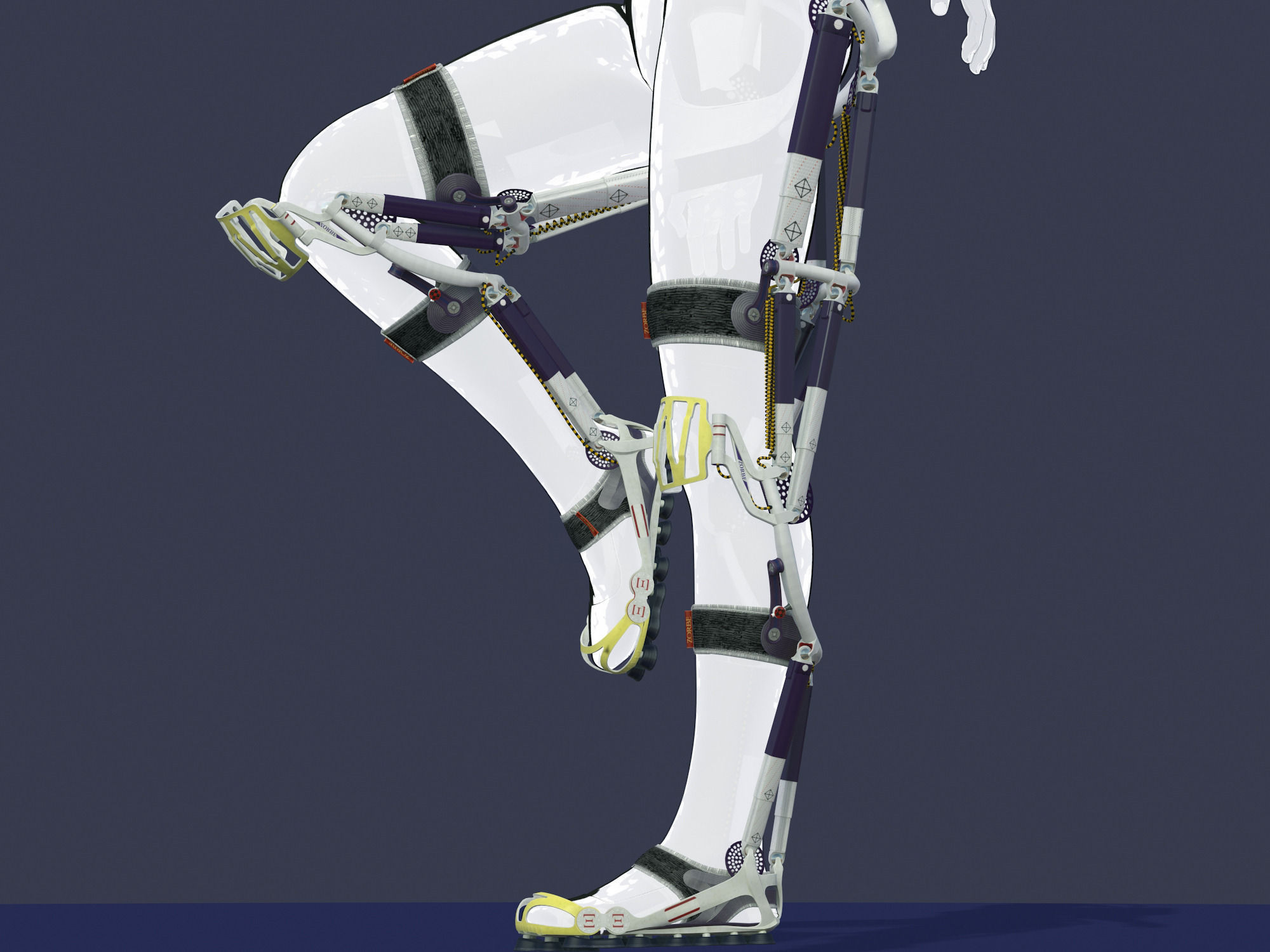 Exoskeleton on animated rigged mannequin 3D model_5