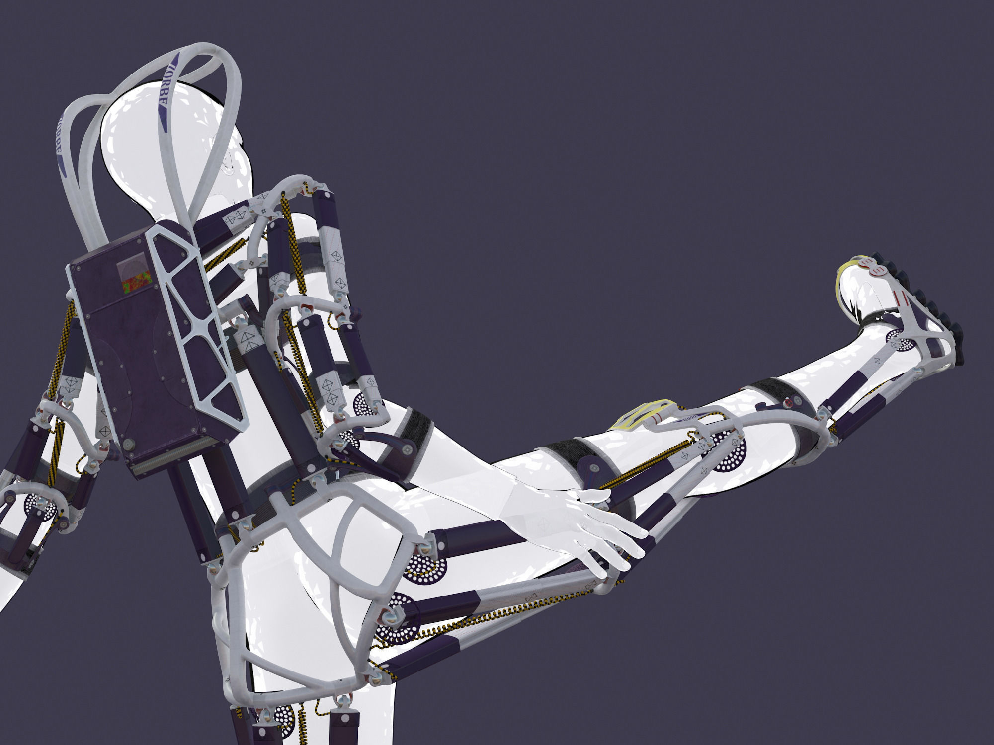 Exoskeleton on animated rigged mannequin 3D model_6