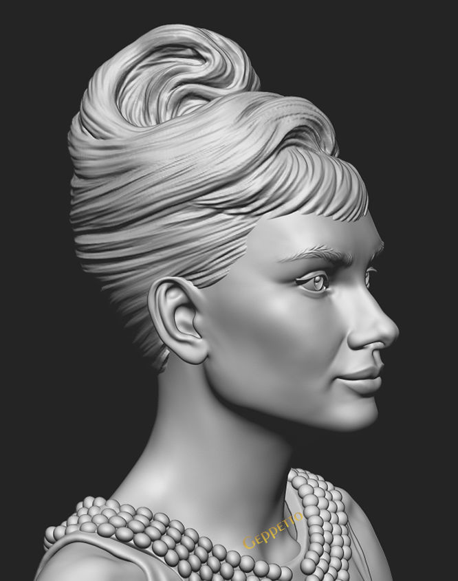 Audrey Hepburn 3D Portrait Model ready to 3D print 3D print model_45