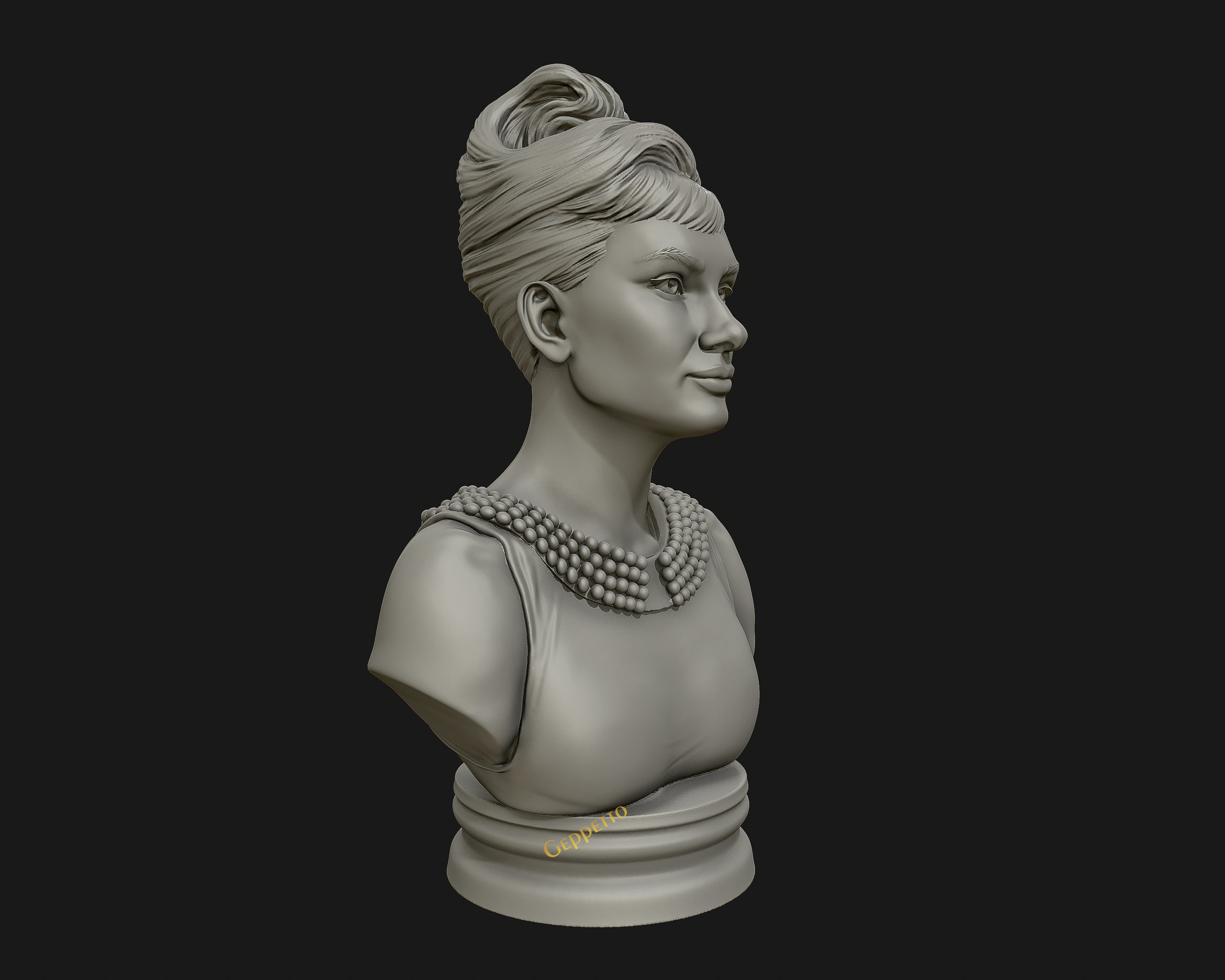 Audrey Hepburn 3D Portrait Model ready to 3D print 3D print model_18