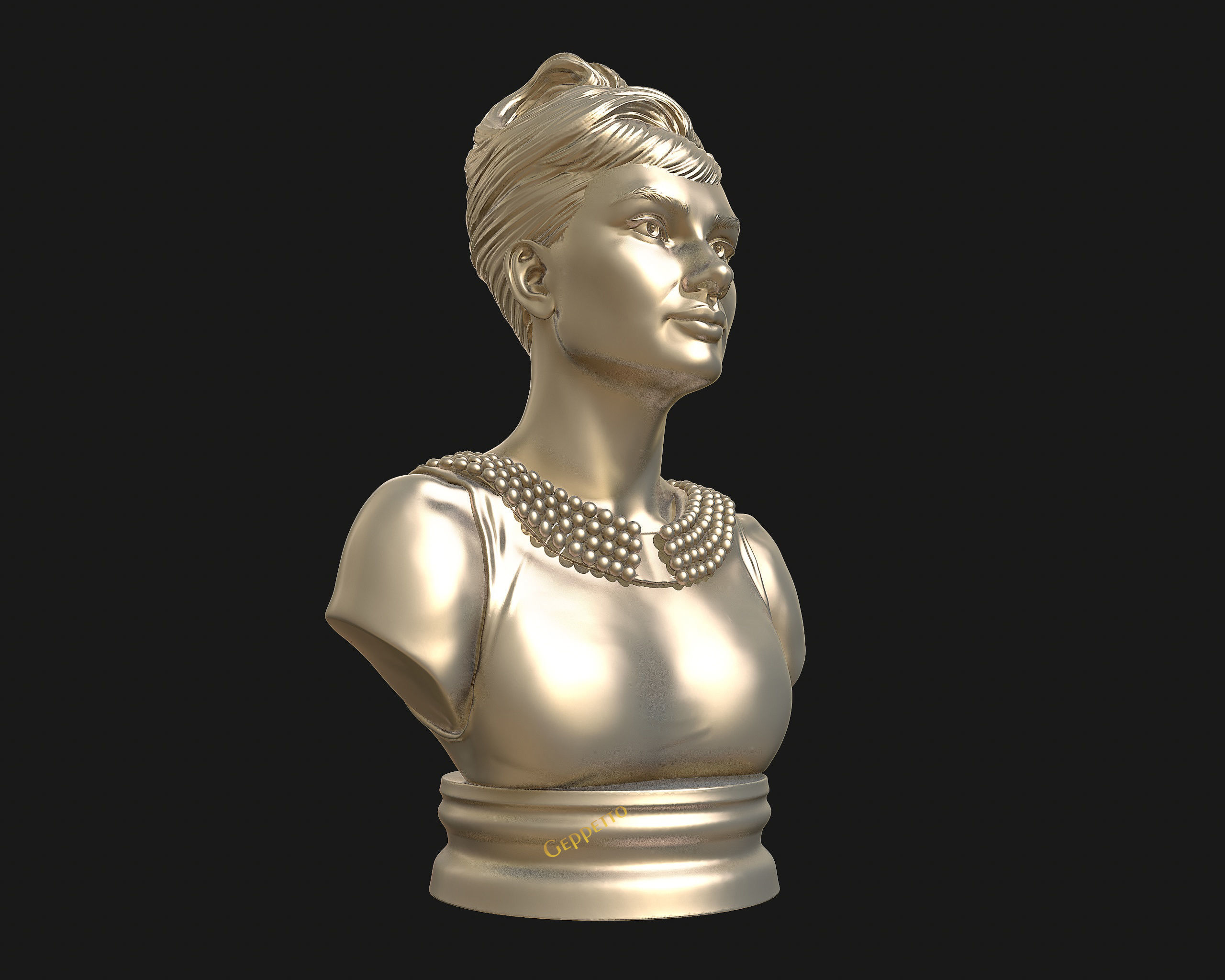 Audrey Hepburn 3D Portrait Model ready to 3D print 3D print model_26