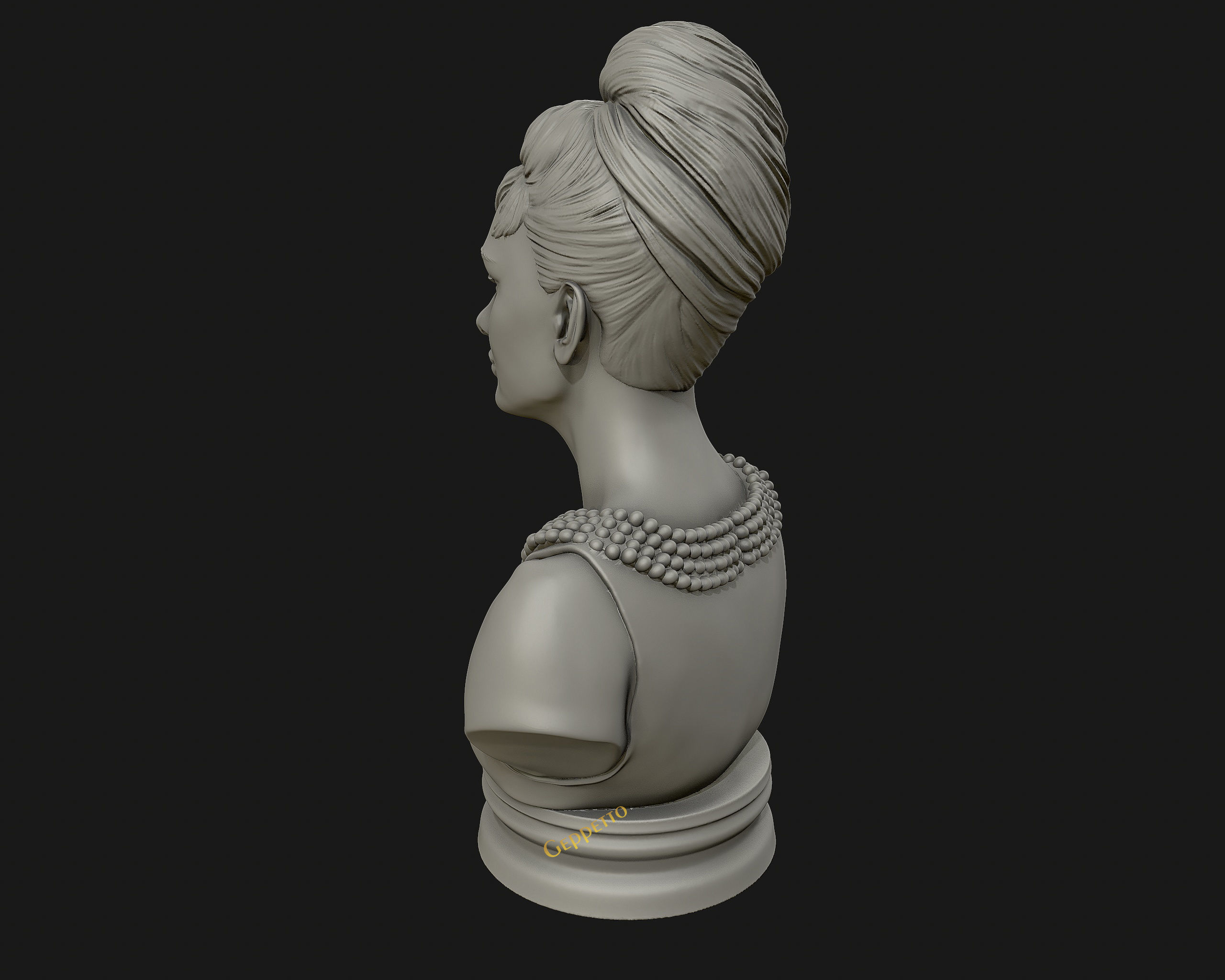 Audrey Hepburn 3D Portrait Model ready to 3D print 3D print model_12