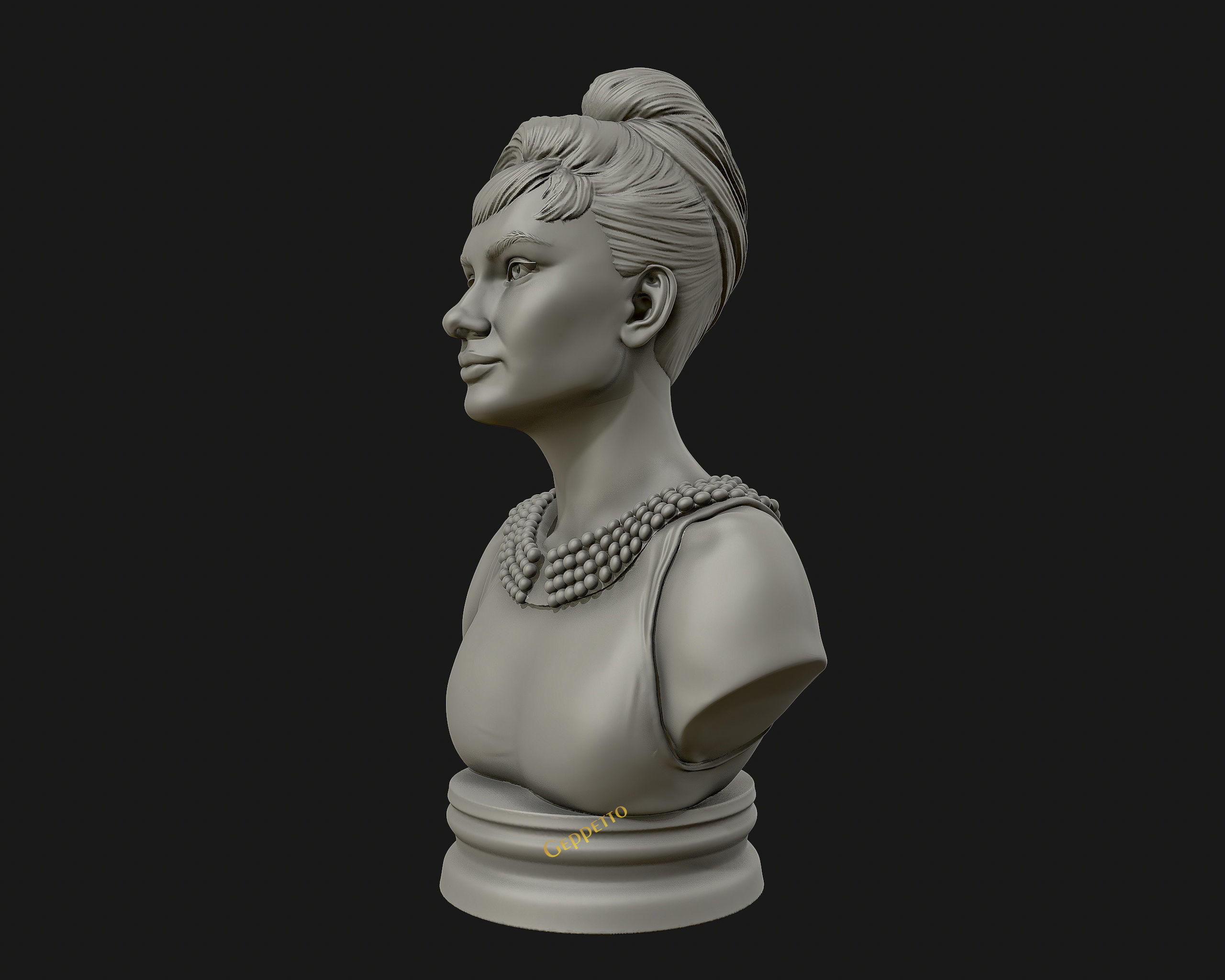 Audrey Hepburn 3D Portrait Model ready to 3D print 3D print model_9