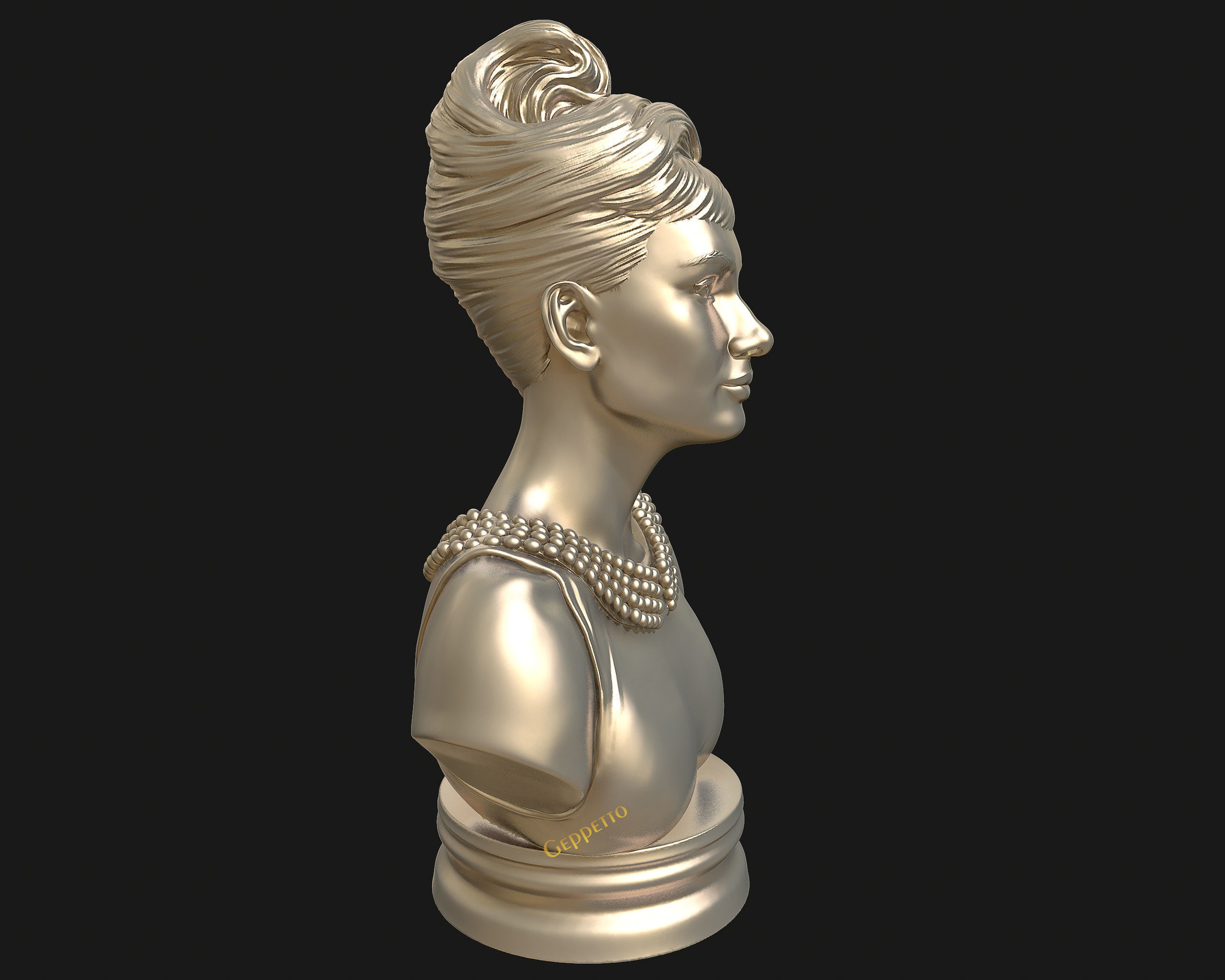 Audrey Hepburn 3D Portrait Model ready to 3D print 3D print model_28