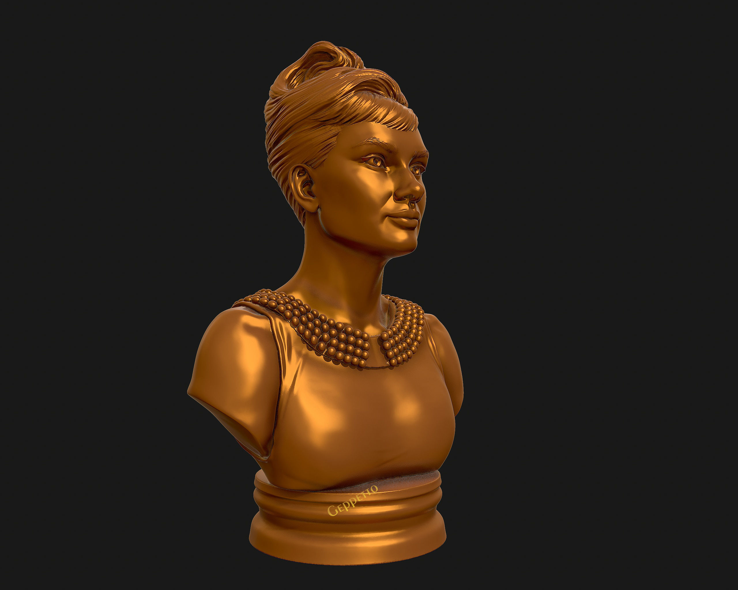 Audrey Hepburn 3D Portrait Model ready to 3D print 3D print model_49