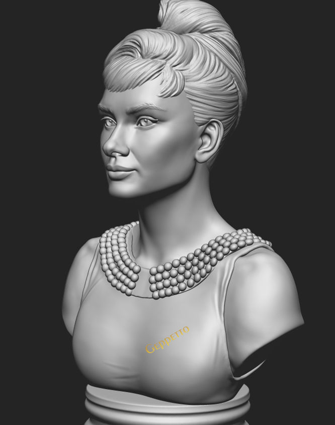 Audrey Hepburn 3D Portrait Model ready to 3D print 3D print model_2