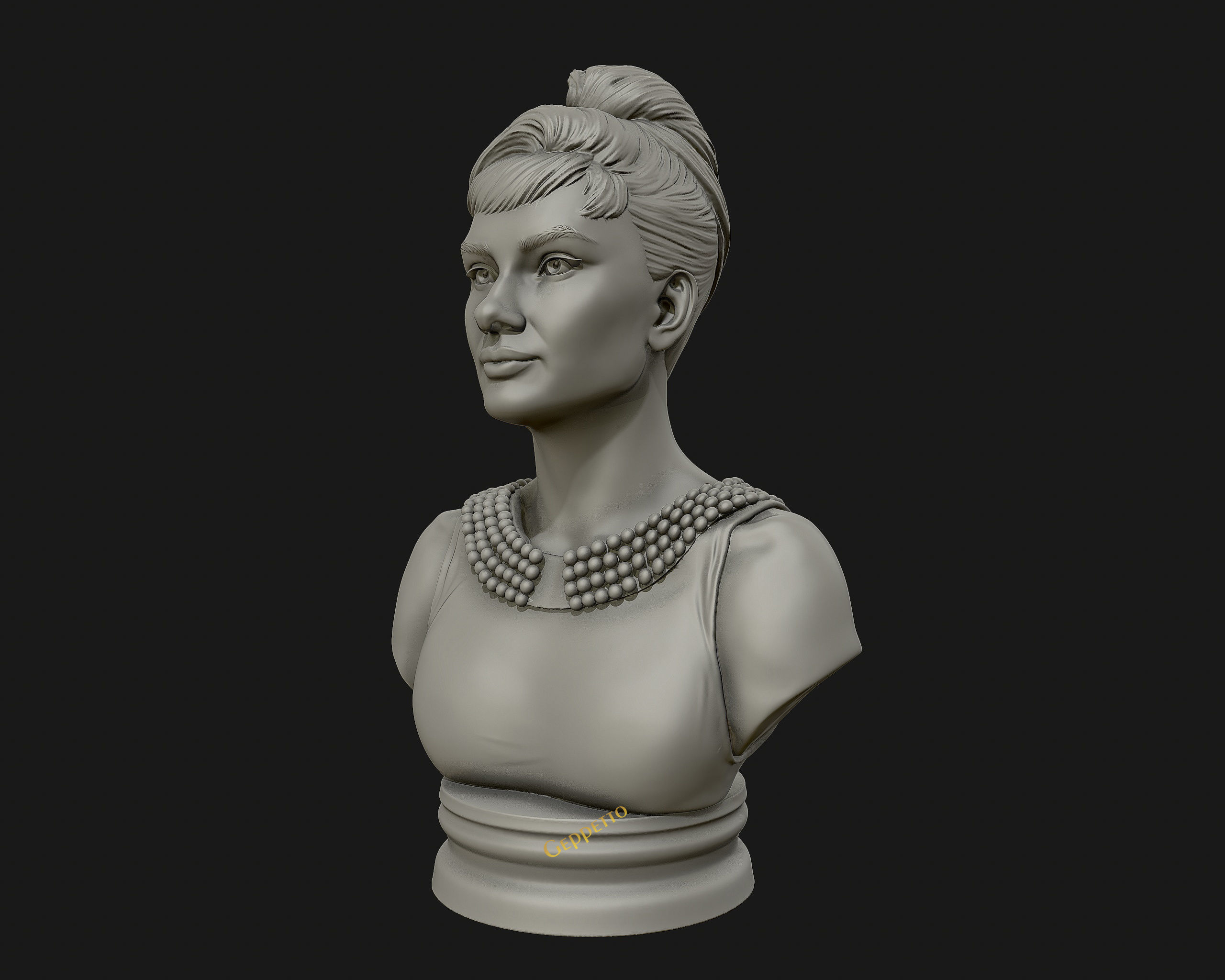 Audrey Hepburn 3D Portrait Model ready to 3D print 3D print model_6