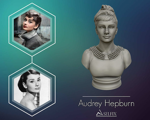 Audrey Hepburn 3D Portrait Model ready to 3D print 3D print model