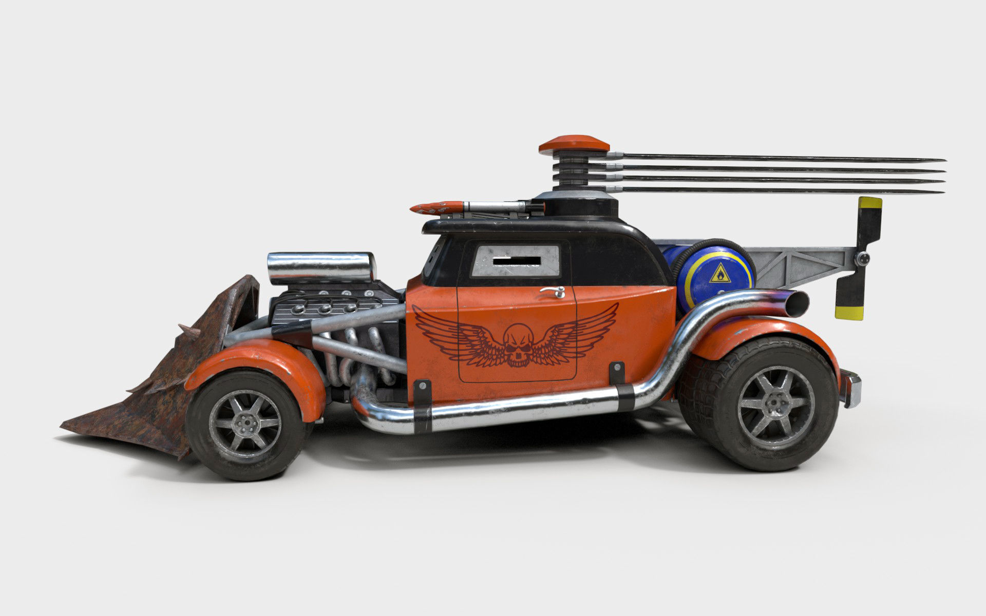 Post-Apocalyptic Car Low-poly 3D model_1