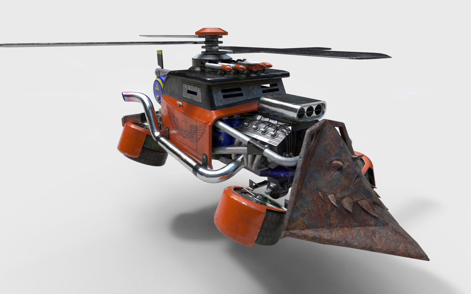 Post-Apocalyptic Car Low-poly 3D model_4