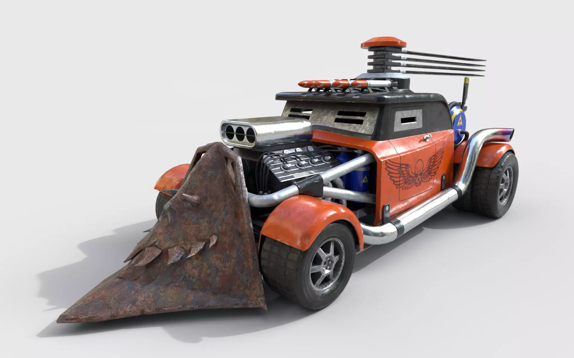 Post-Apocalyptic Car Low-poly 3D model_0