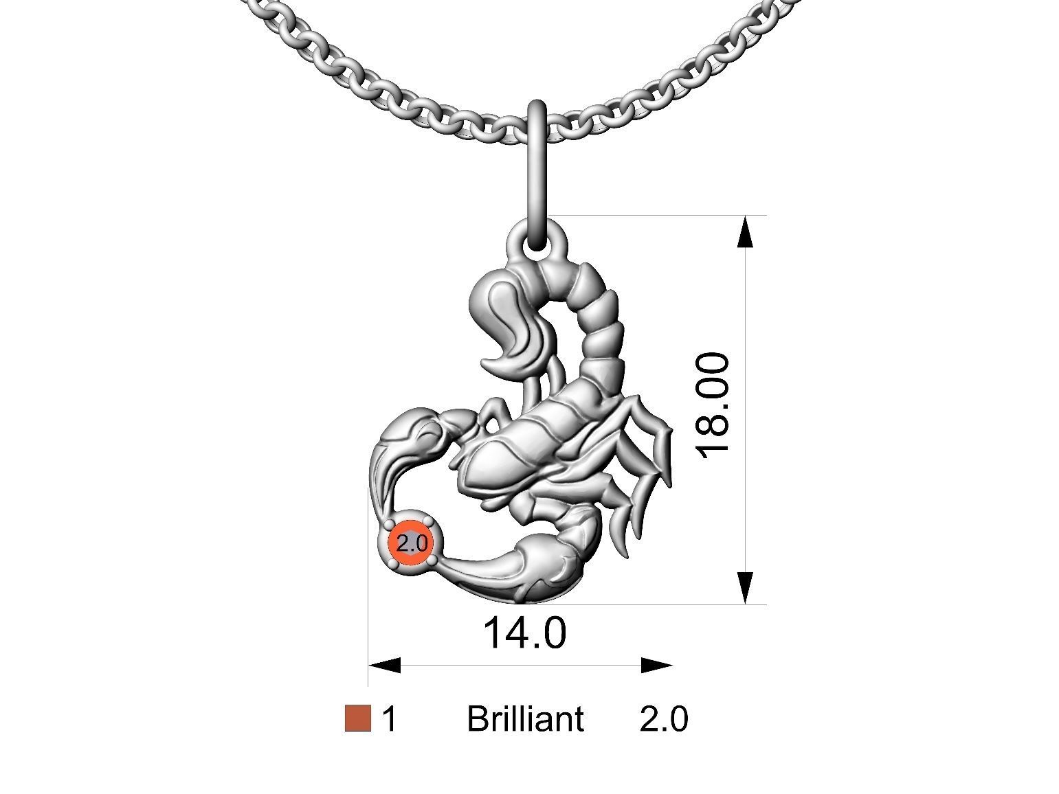 Scorpio pendant 3D print model_4