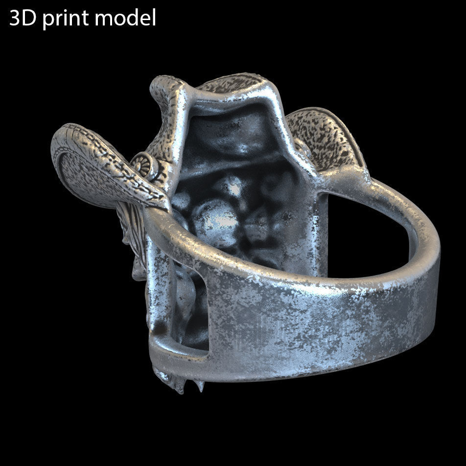 Skull ring jewelry gangster vol4  3D print model_5