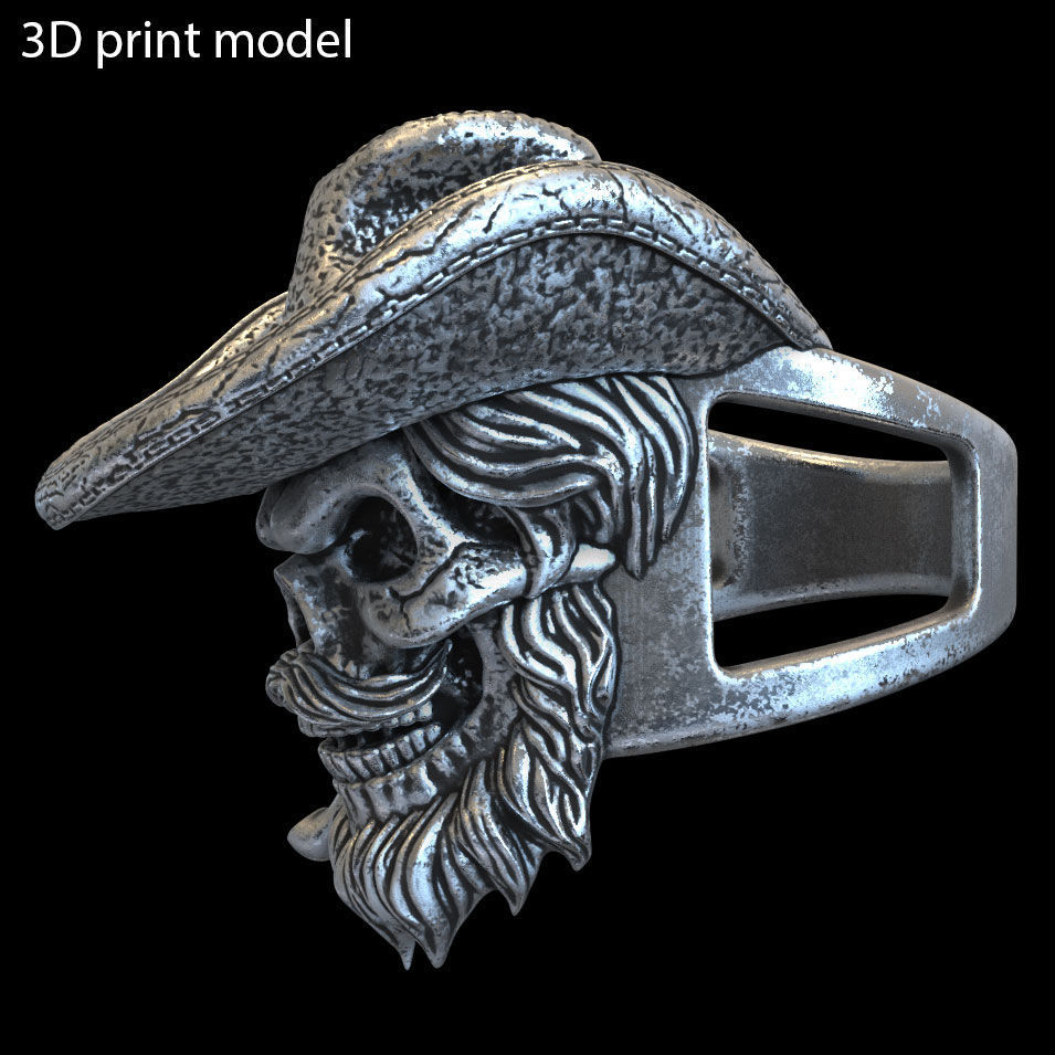 Skull ring jewelry gangster vol4  3D print model_4