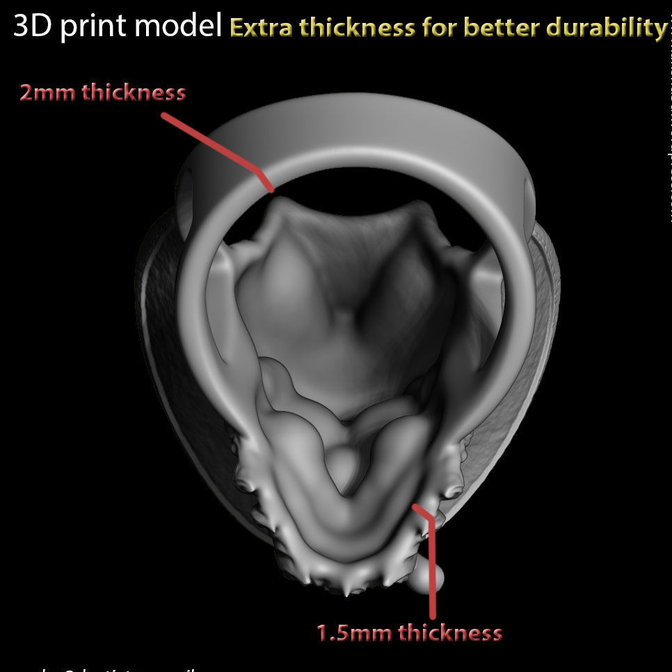 Skull ring jewelry gangster vol4  3D print model_8