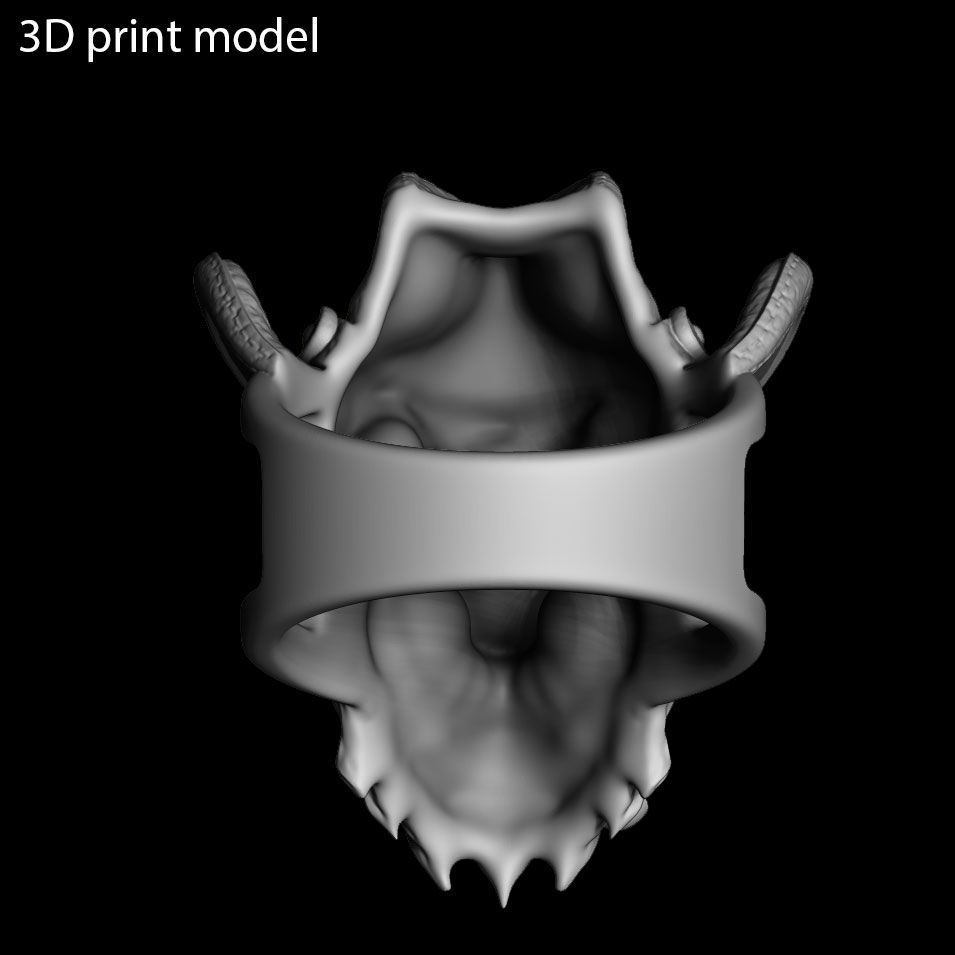 Skull ring jewelry gangster vol4  3D print model_7
