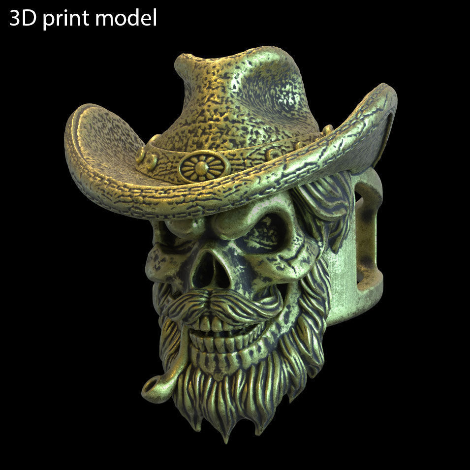Skull ring jewelry gangster vol4  3D print model_2