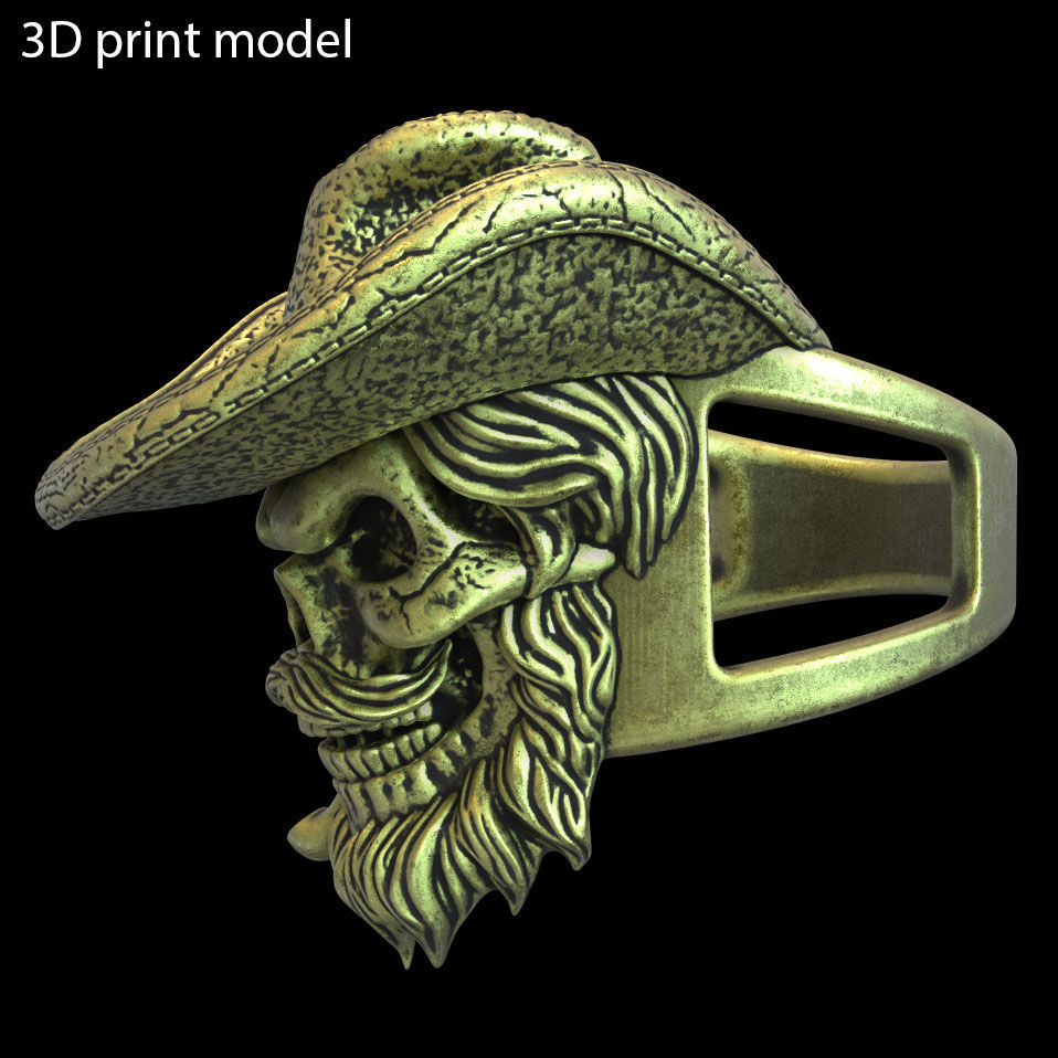 Skull ring jewelry gangster vol4  3D print model_3