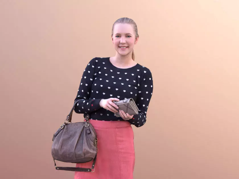 Anna 10548 - Paying Shopping Woman Low-poly 3D model_0