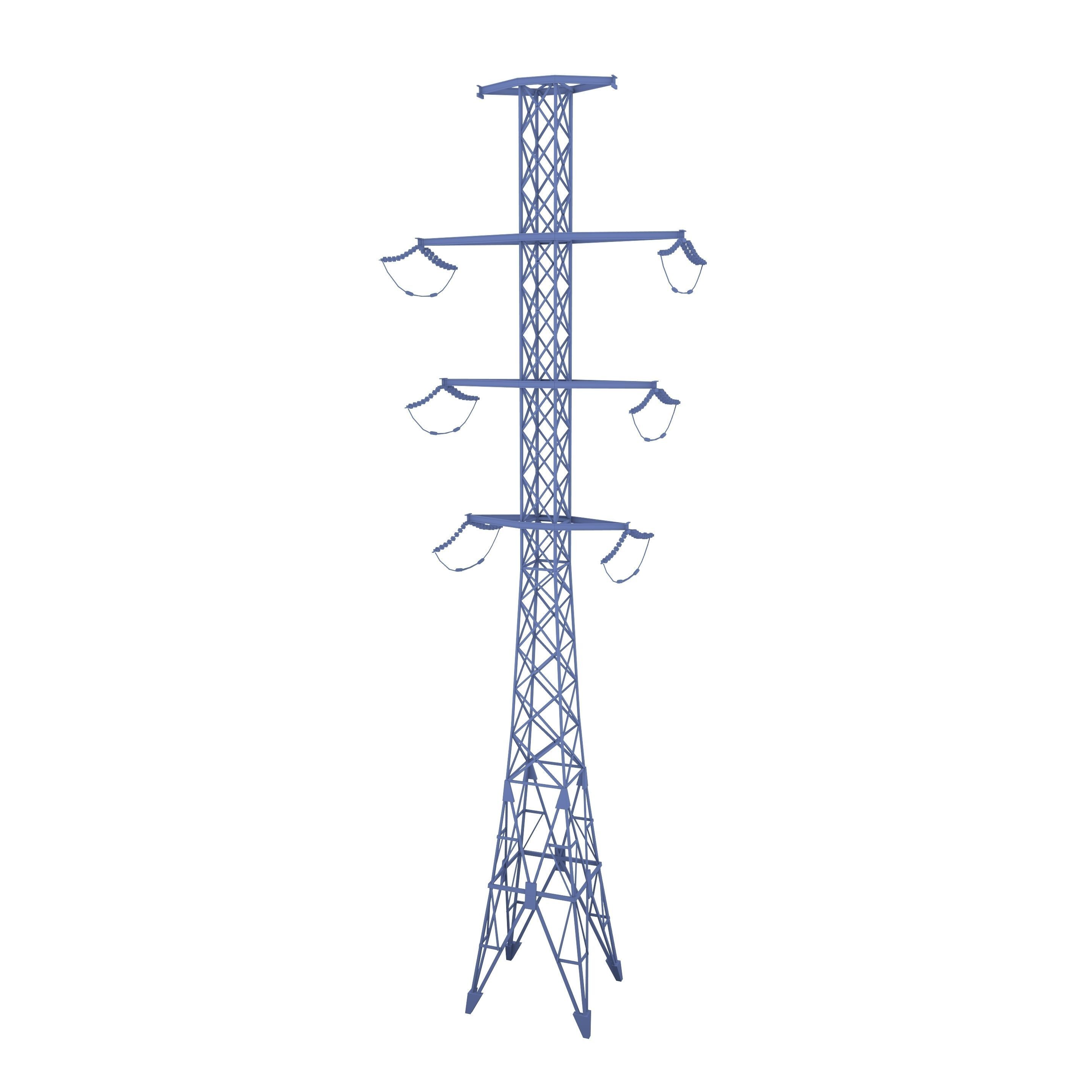 Electricity Pole 26 Weathered Low-poly 3D model_8