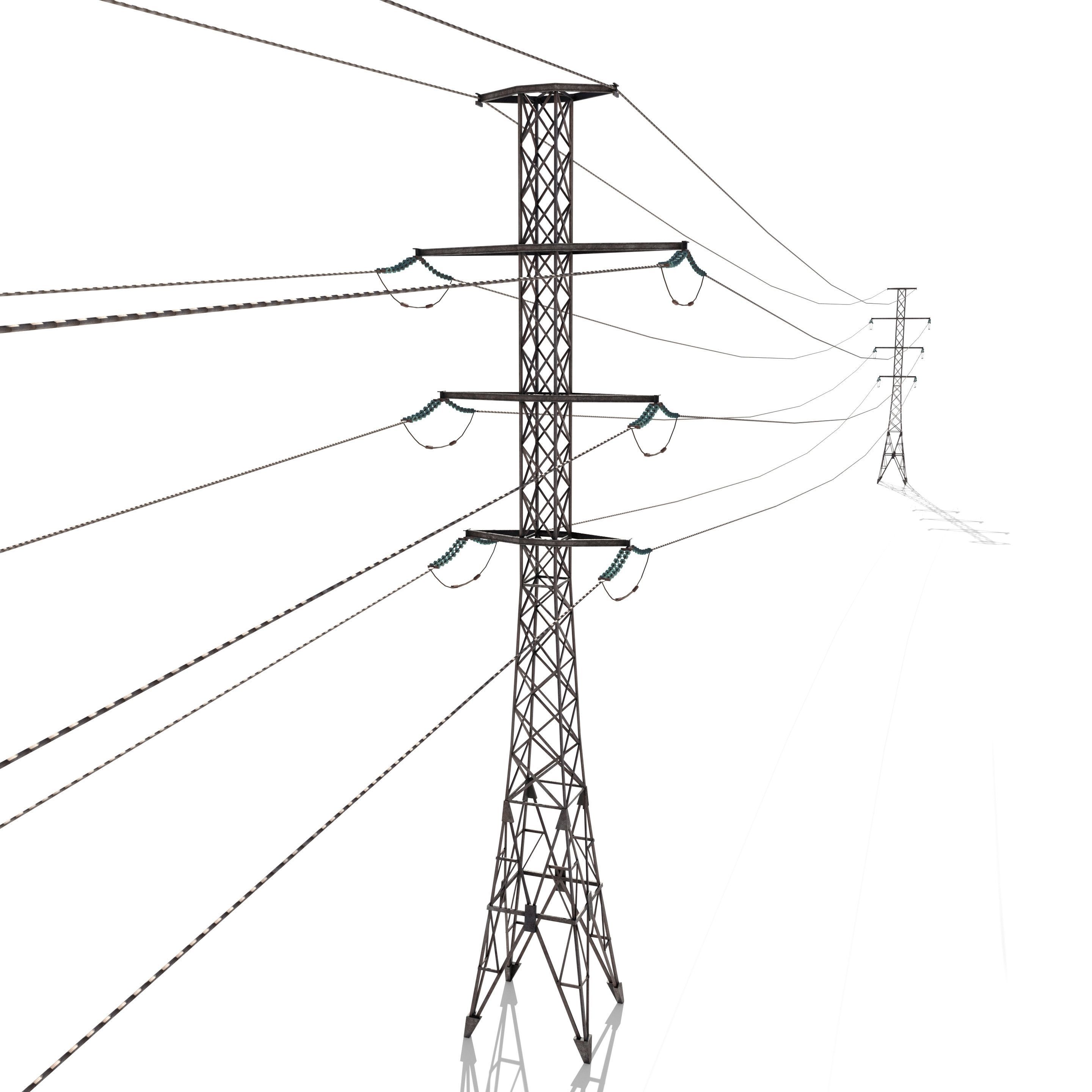 Electricity Pole 26 Weathered Low-poly 3D model_1