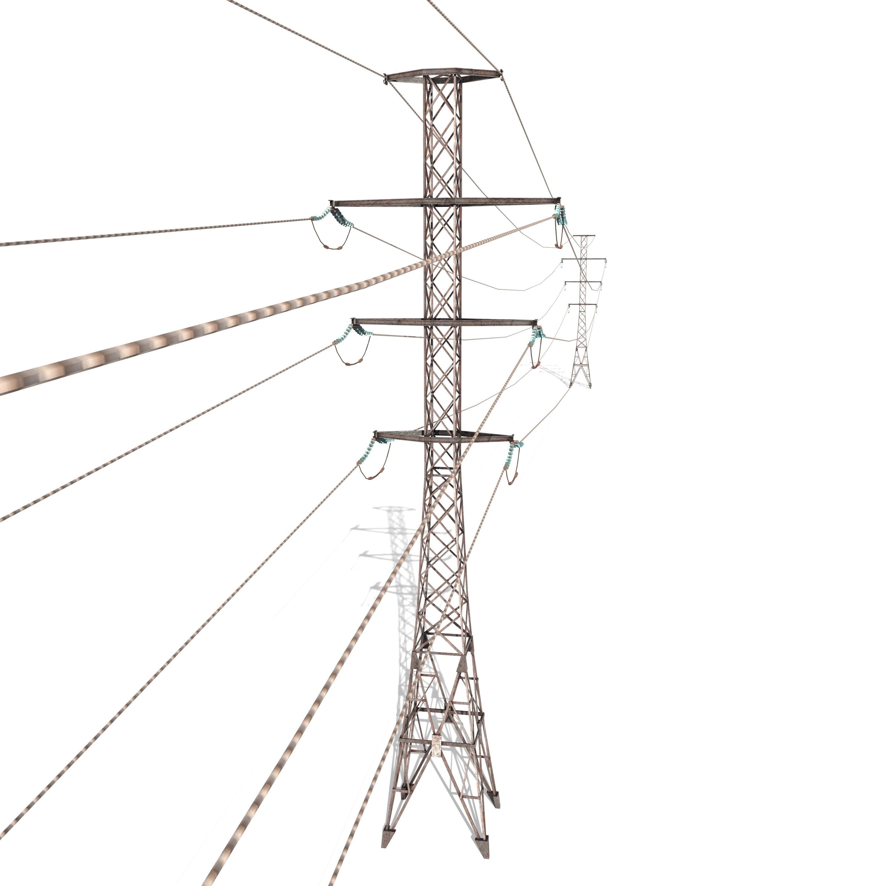 Electricity Pole 26 Weathered Low-poly 3D model_2