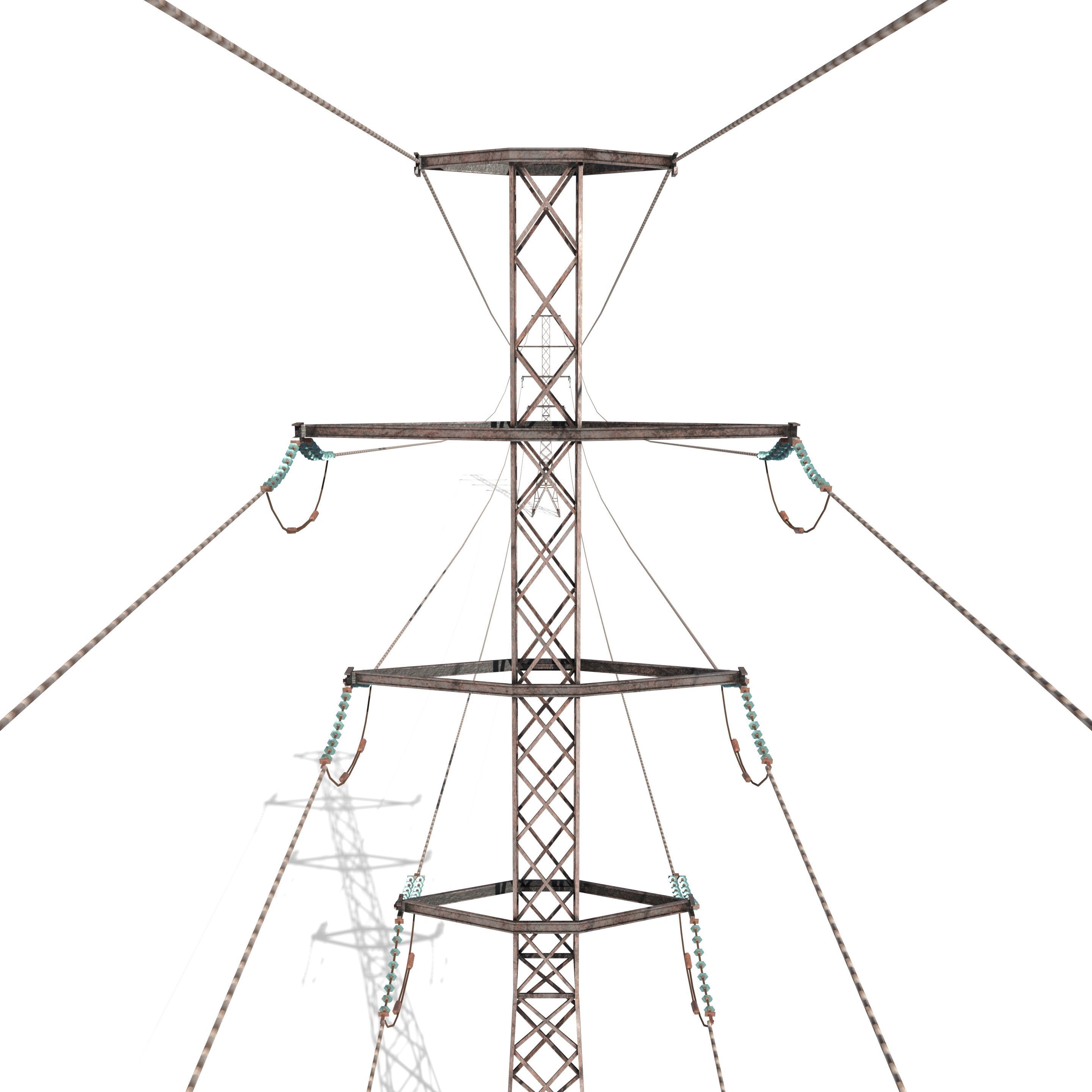 Electricity Pole 26 Weathered Low-poly 3D model_6