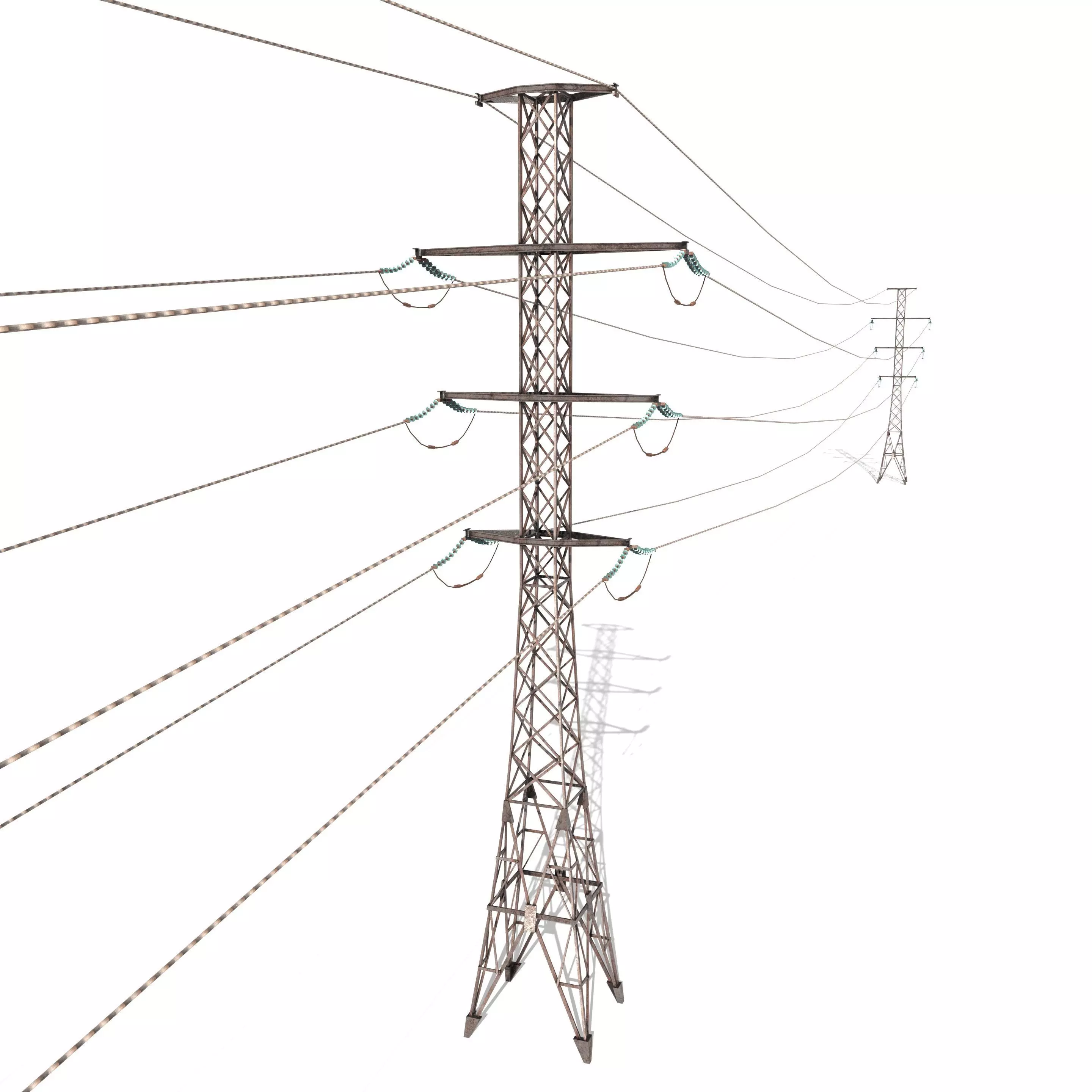 Electricity Pole 26 Weathered Low-poly 3D model_0