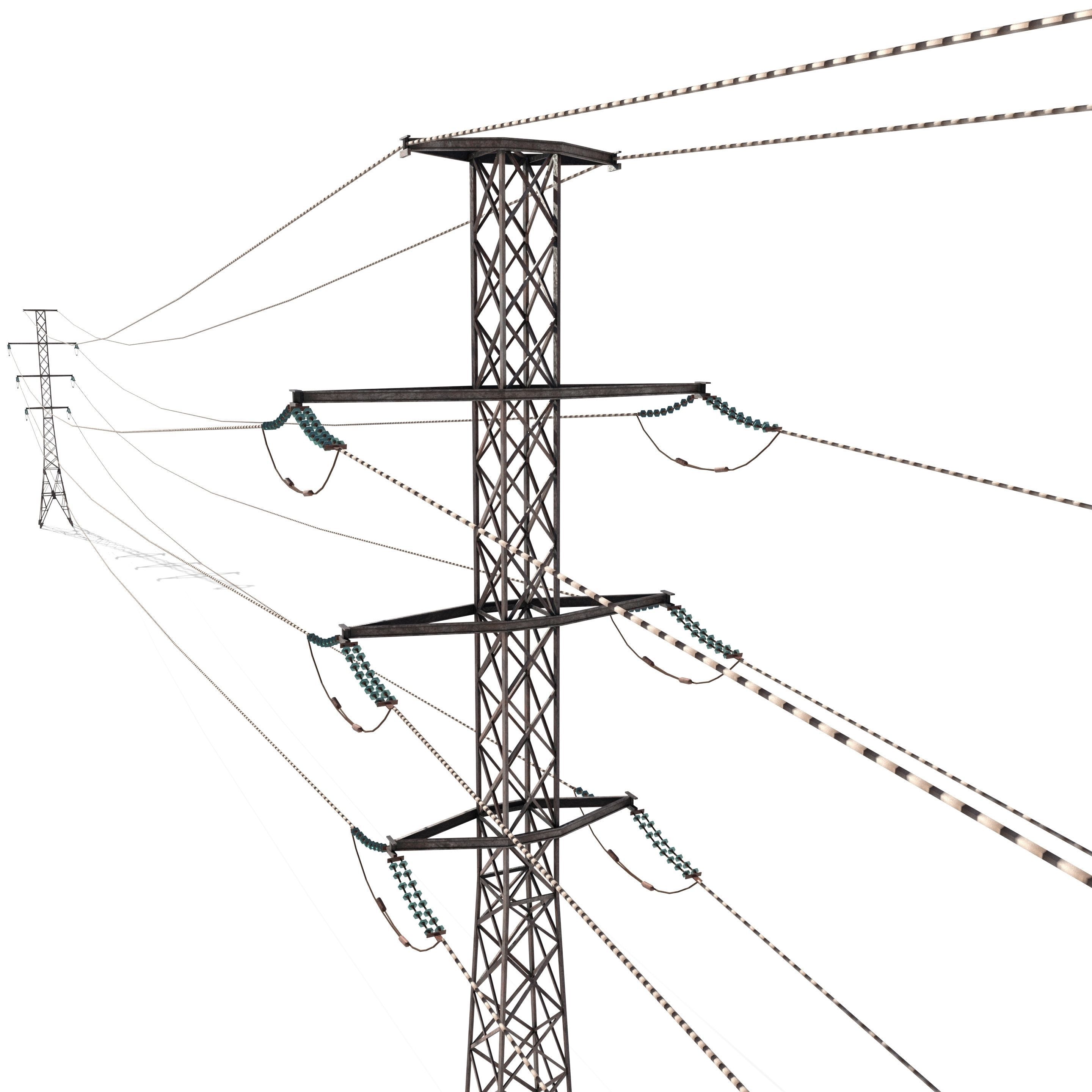 Electricity Pole 26 Weathered Low-poly 3D model_4