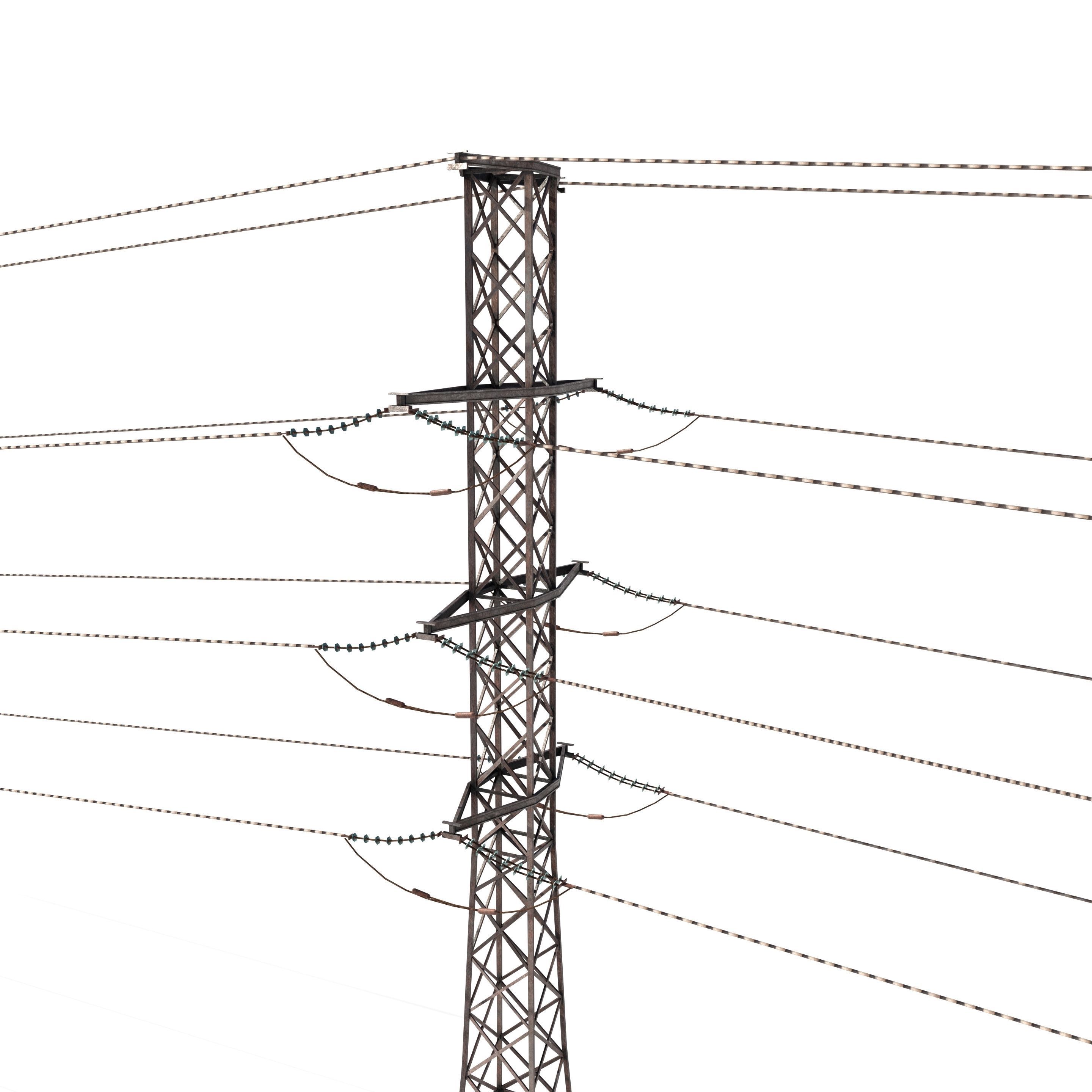 Electricity Pole 26 Weathered Low-poly 3D model_5