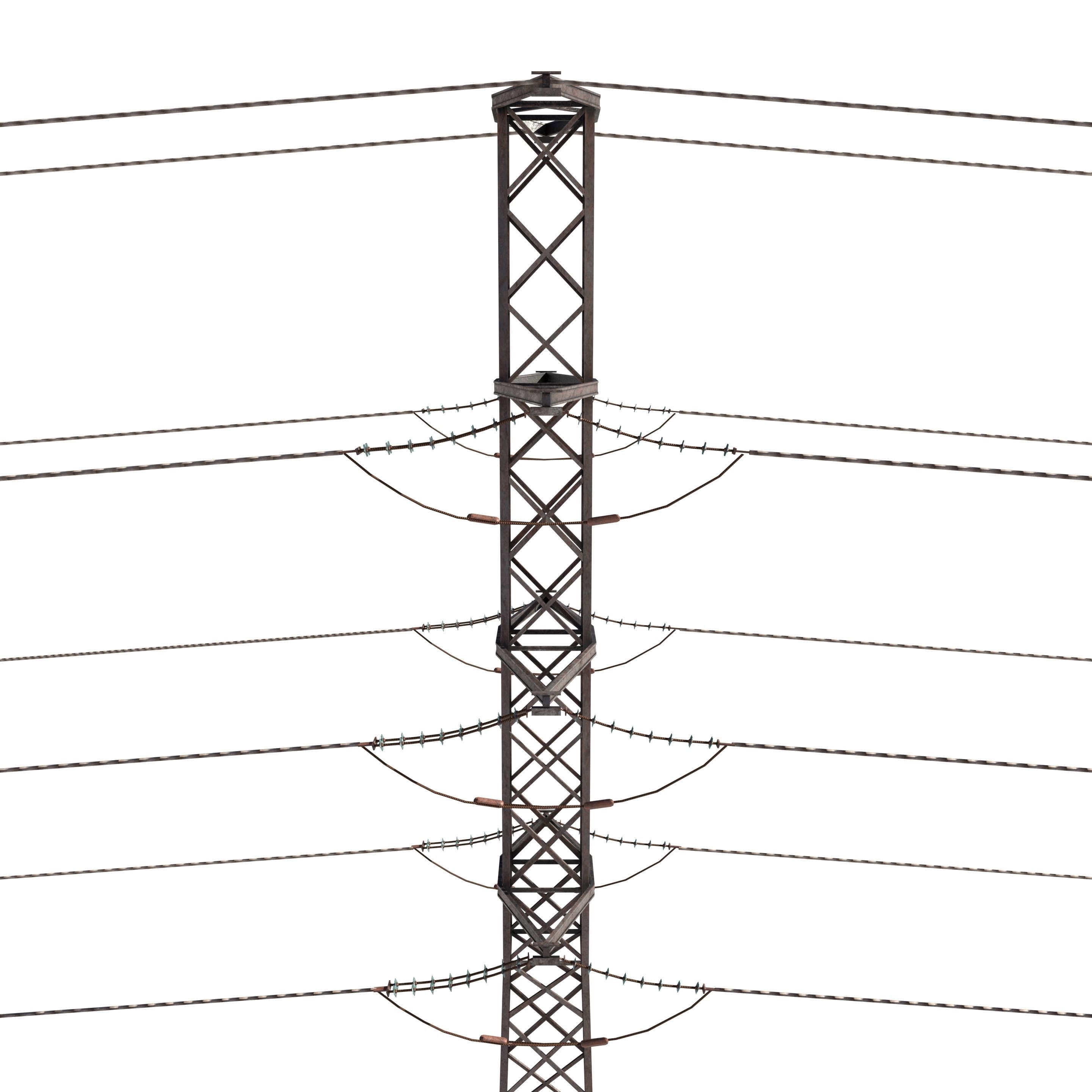 Electricity Pole 26 Weathered Low-poly 3D model_3