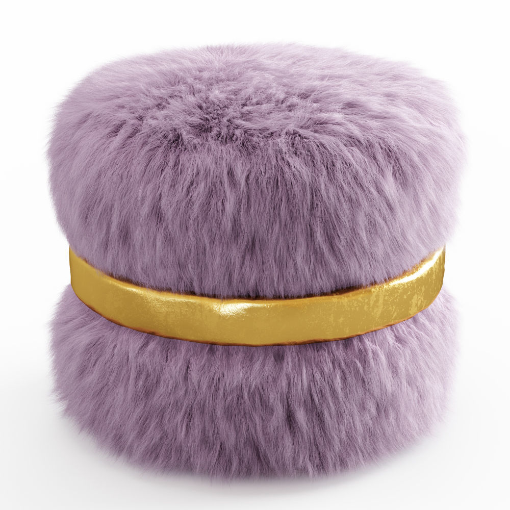 Layton Ottoman Fur 3D model_1