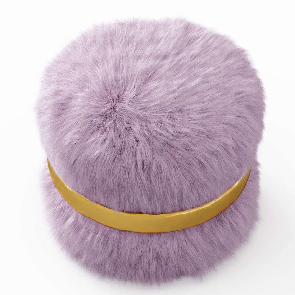 Layton Ottoman Fur 3D model_2