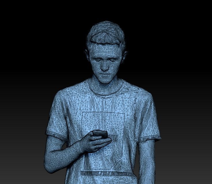Young man is texting a message 30 Low-poly 3D model_4