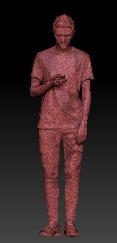 Young man is texting a message 30 Low-poly 3D model_7