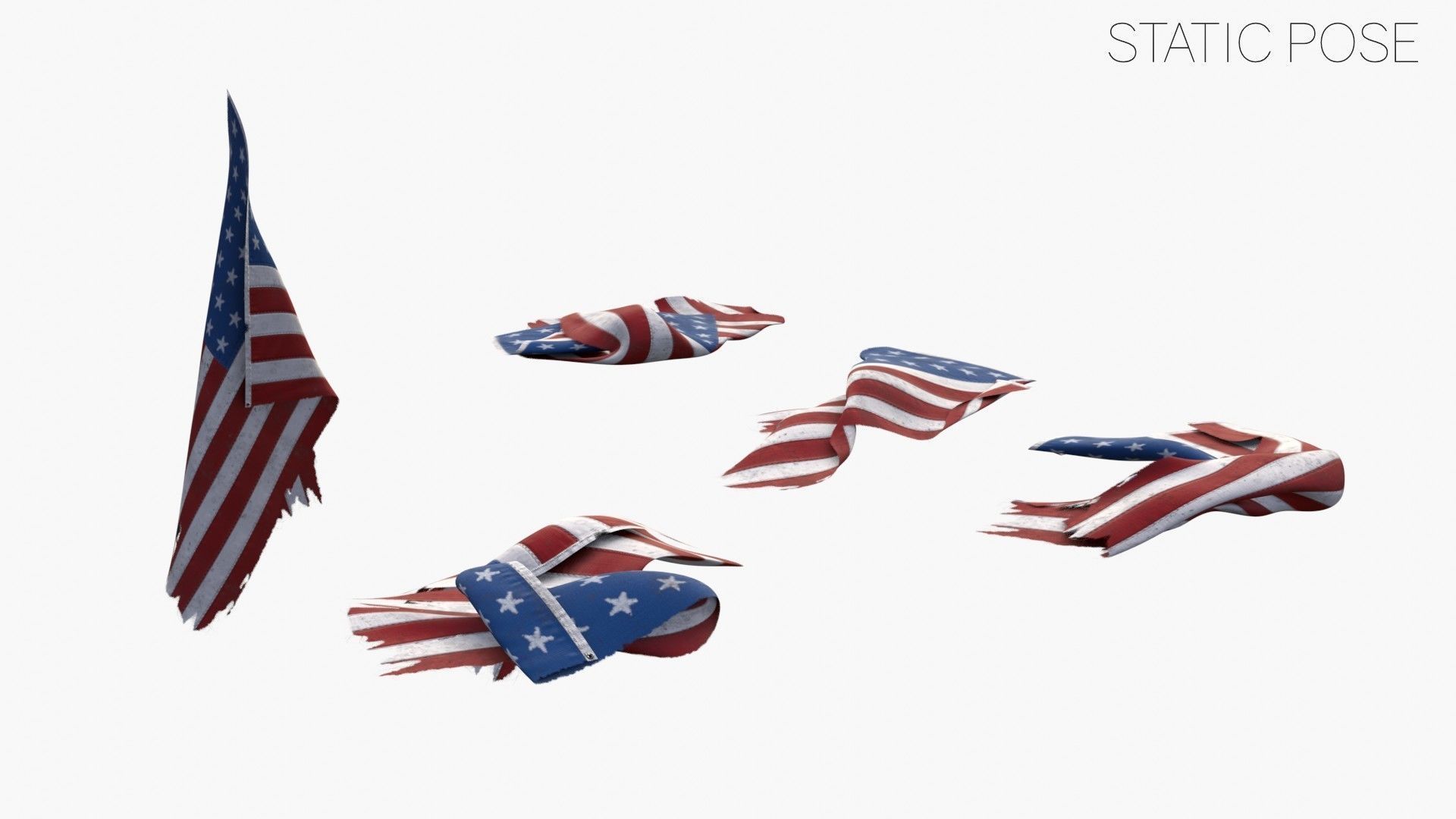 US Flag 35 Stars 1863-1865 Low-poly 3D model_15