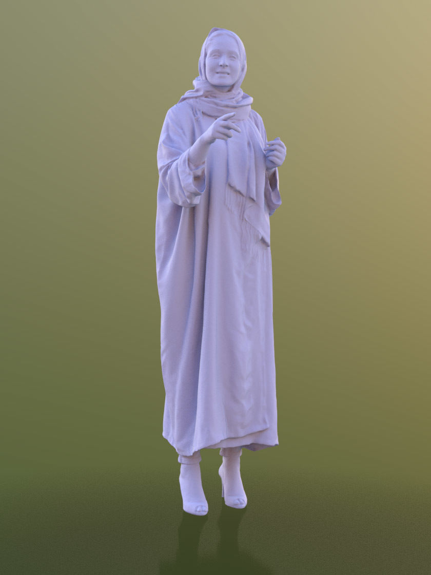 Amaya 10535 - Standing Traditional Woman Low-poly 3D model_3