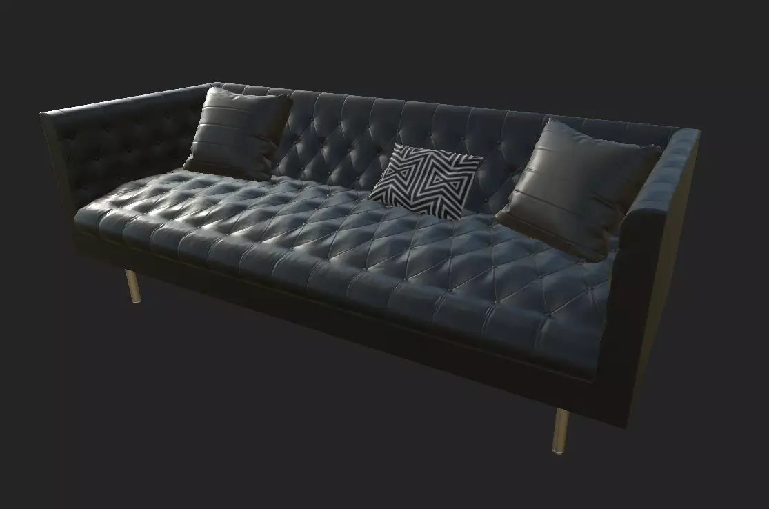Chesterfield Sofa Low-poly 3D model_0