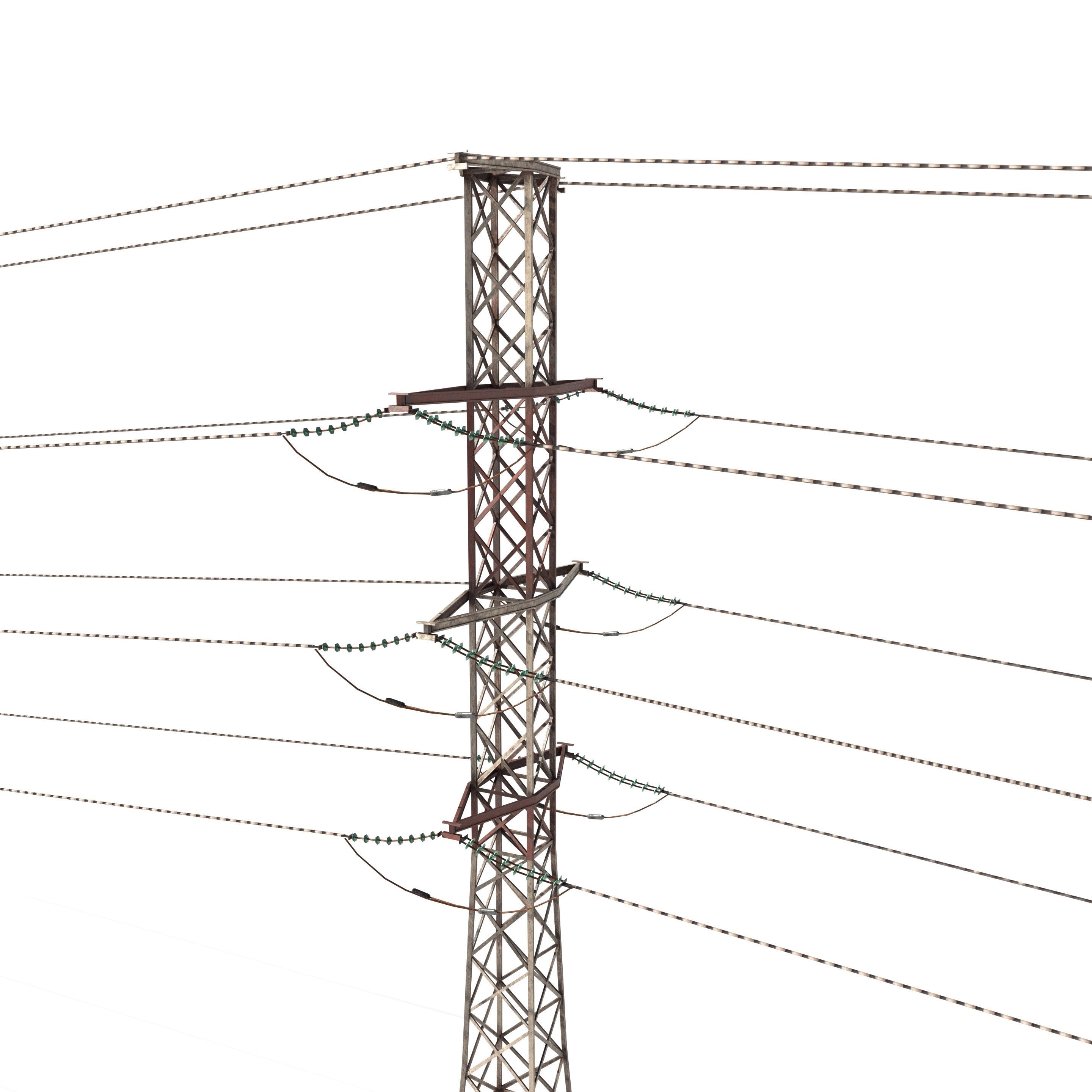 Electricity Pole 27 Weathered 3D model_2