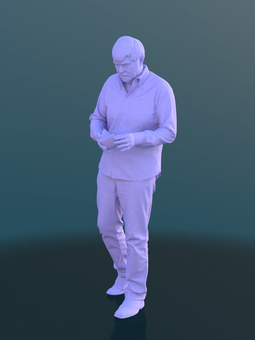 Bernd 10530 - Walking Best Ager Man Low-poly 3D model_5