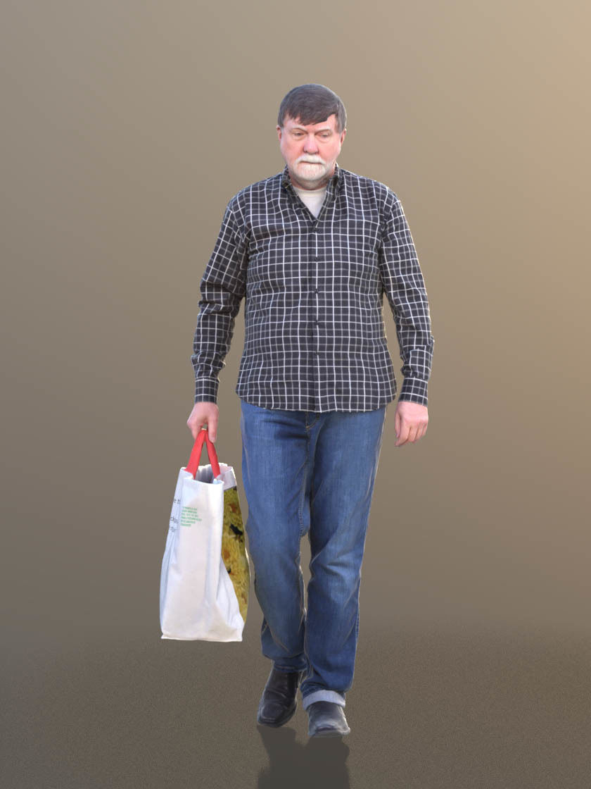 Bernd 10528 - Walking Shopping Man Low-poly 3D model_1