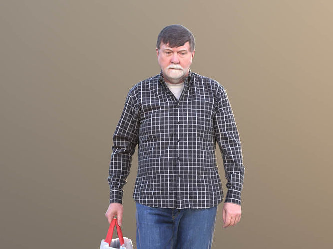 Bernd 10528 - Walking Shopping Man Low-poly 3D model