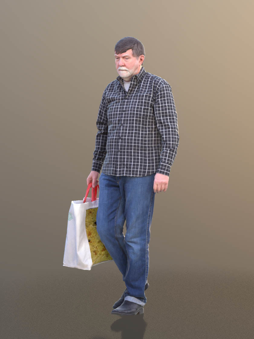 Bernd 10528 - Walking Shopping Man Low-poly 3D model_2