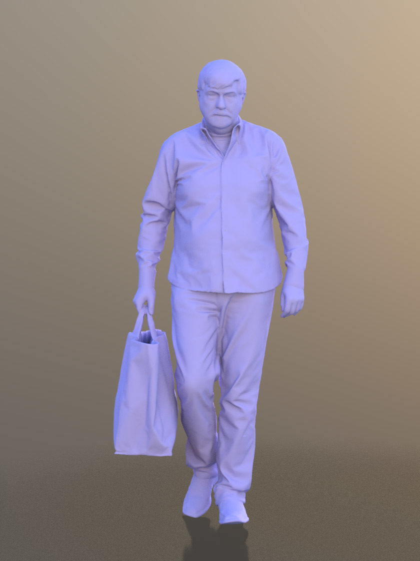 Bernd 10528 - Walking Shopping Man Low-poly 3D model_3