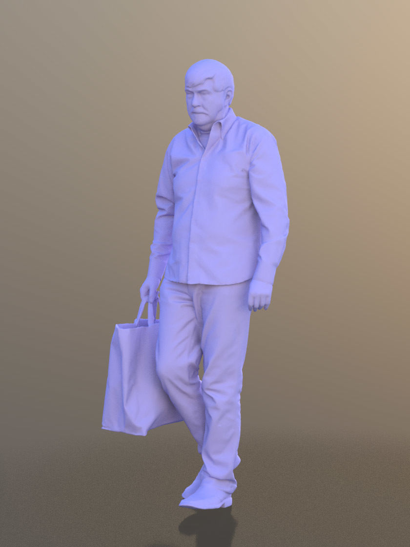 Bernd 10528 - Walking Shopping Man Low-poly 3D model_4