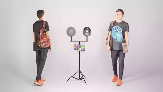 Stylish man with a backpack and laptop 32