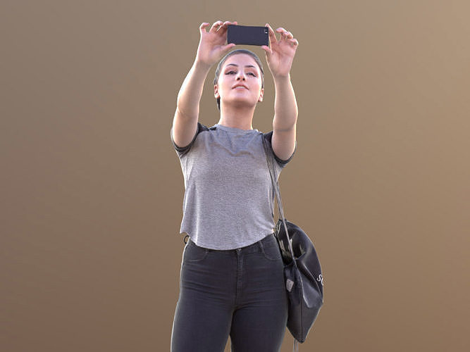 Sheona 10501 - Standing Casual Girl Taking Selfie Low-poly 3D model