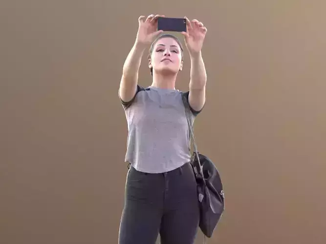 Sheona 10501 - Standing Casual Girl Taking Selfie Low-poly 3D model